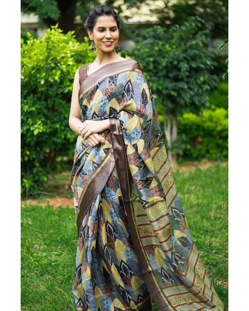 Multicolor Soft Cotton Saree With Satin Border