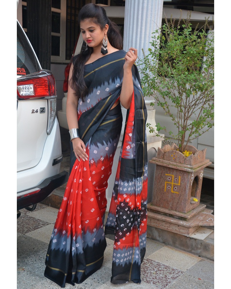 Multicolor Soft Cotton Saree With Satin Border