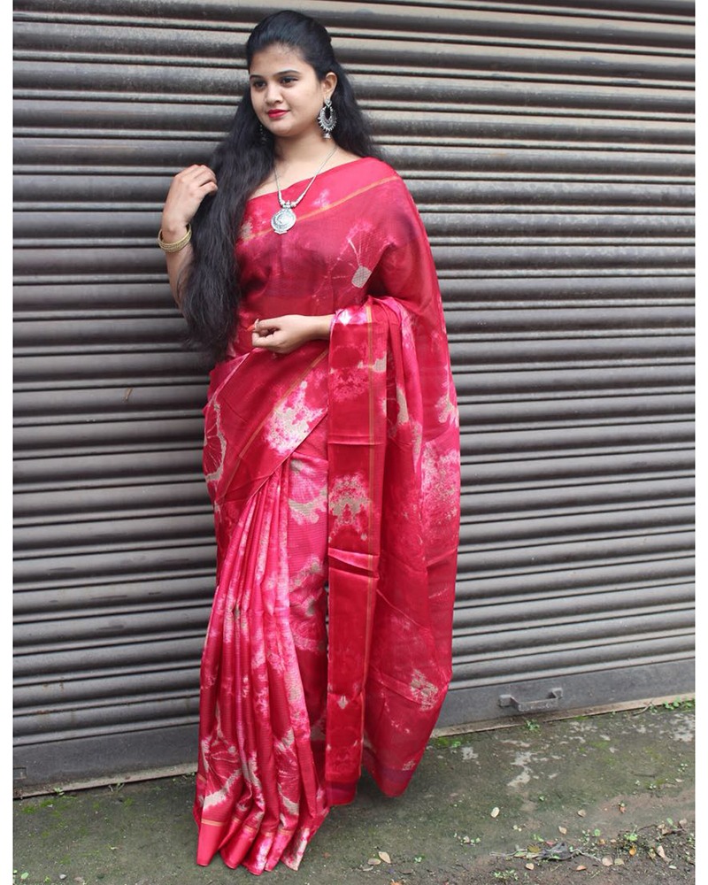 Pink Soft Cotton Saree With Satin Border