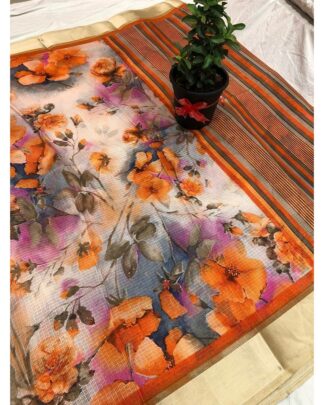 Multicolor Soft Cotton Saree With Satin Border