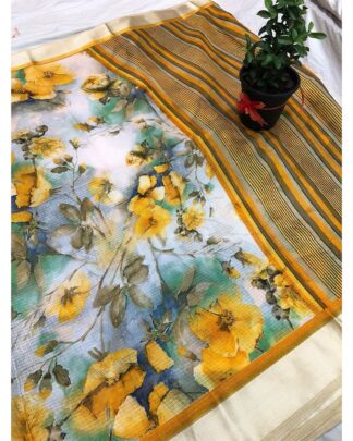 Multicolor Soft Cotton Saree With Satin Border