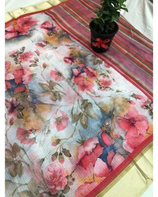 Multicolor Soft Cotton Saree With Satin Border