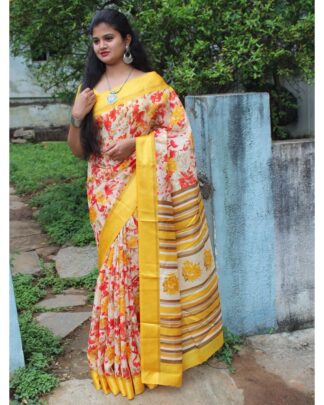 Multicolor Soft Cotton Saree With Satin Border
