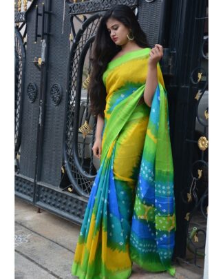 Multicolor Soft Cotton Saree With Satin Border