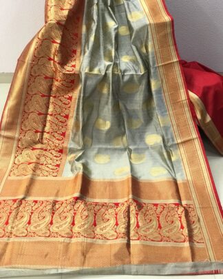Gray Banarasi Crystal Saree