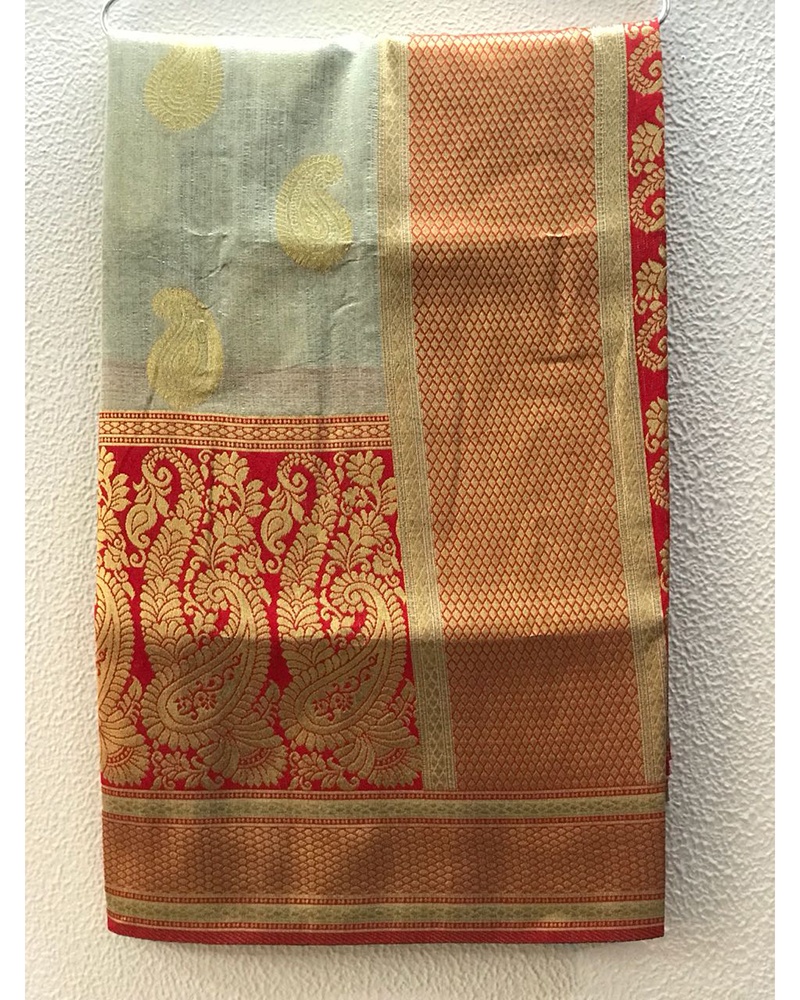 Gray Banarasi Crystal Saree - Image 2