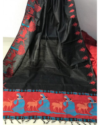 Black Banglori Raw Silk saree
