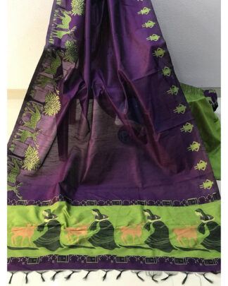 Purple Banglori Raw Silk saree