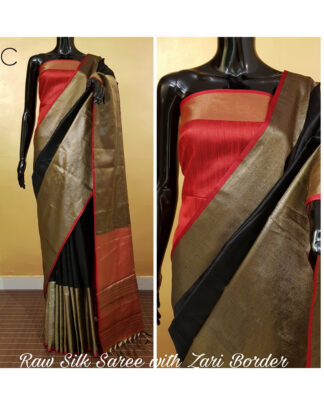 Black Khadi Cotton Silk saree
