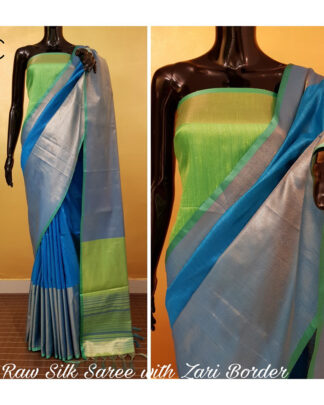 Sky Blue Khadi Cotton Silk saree
