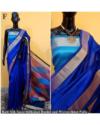 Blue Raw Banglori Silk saree
