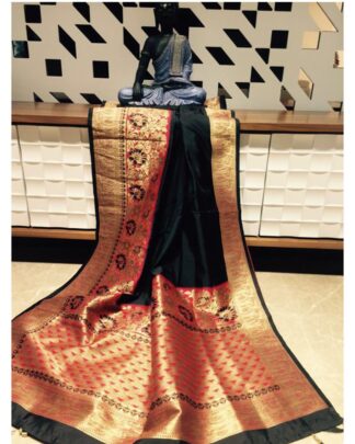 Black Banarasi Soft Silk saree
