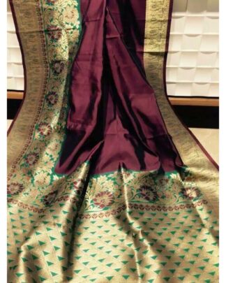 Purple Banarasi Soft Silk saree