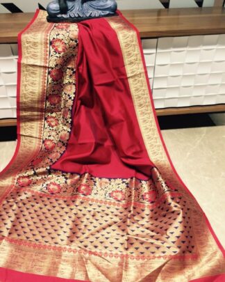 Red Banarasi Soft Silk saree