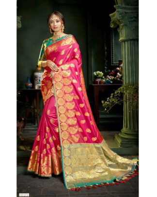 Dark Pink Banarasi Paithani Silk saree