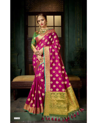 Magenta Banarasi Paithani Silk saree
