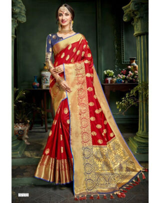 Red Banarasi Paithani Silk saree
