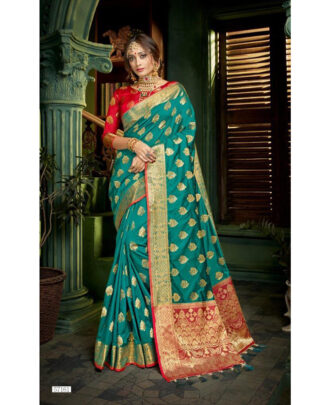 Sea Green Banarasi Paithani Silk saree