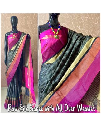 Black Khadi Cotton Silk saree