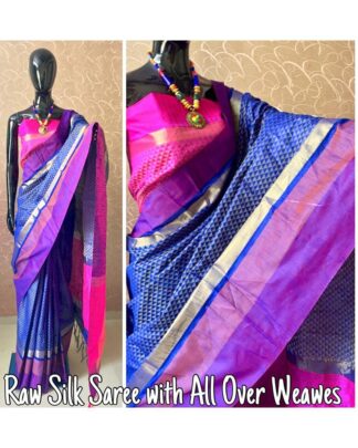 Blue Khadi Cotton Silk saree