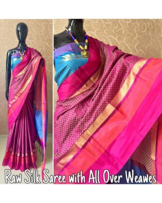 Dark Pink Khadi Cotton Silk saree