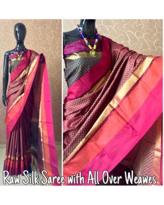 Maroon Khadi Cotton Silk saree