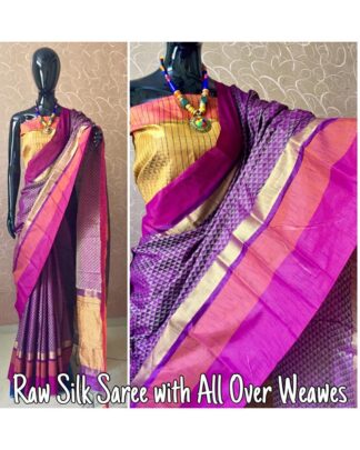 Purple Khadi Cotton Silk saree