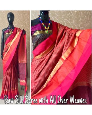 Red Khadi Cotton Silk saree