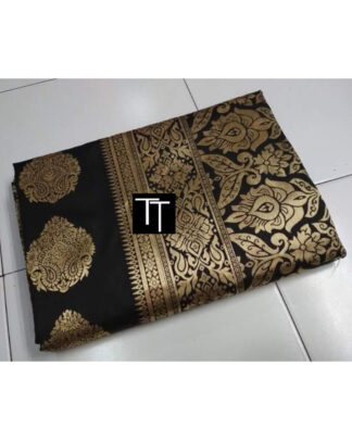 Black Banarasi Handloom Weaving Silk saree