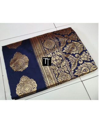Navy Banarasi Handloom Weaving Silk saree