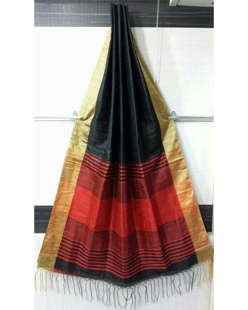 Black Raw Silk saree
