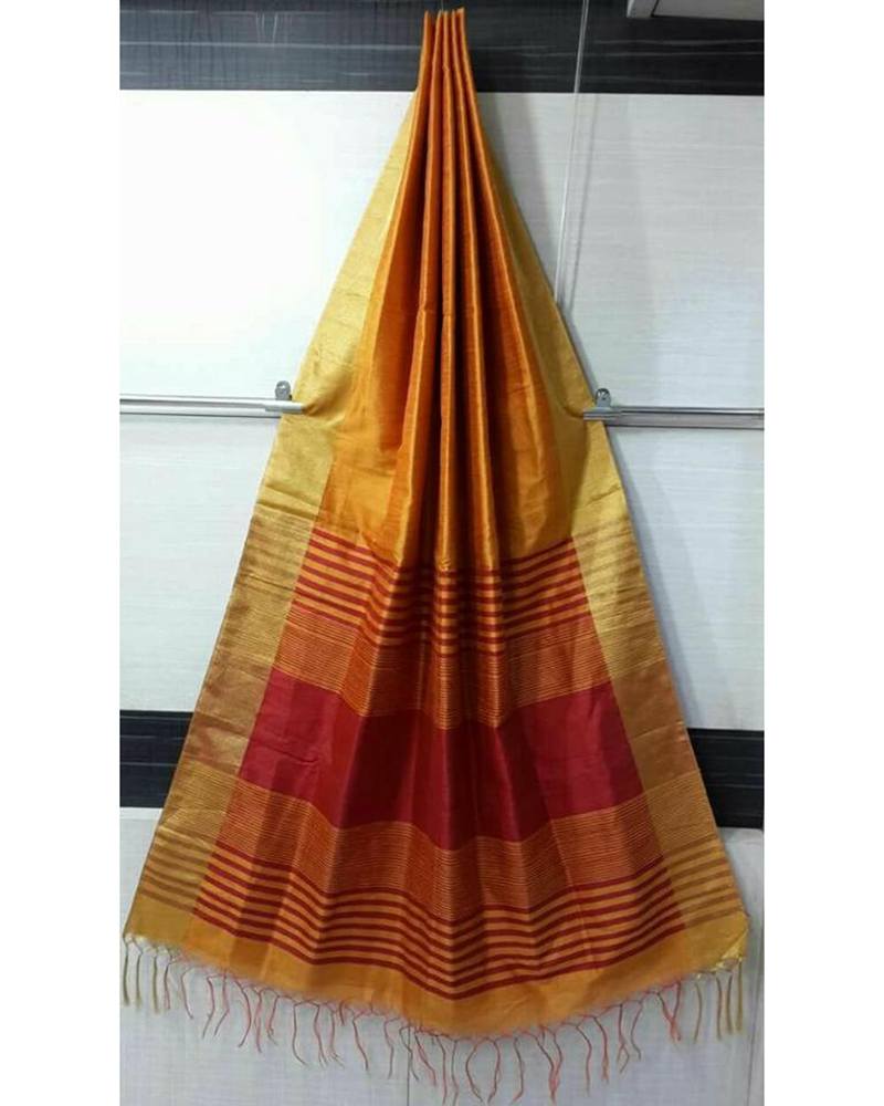 Yellow Raw Silk saree