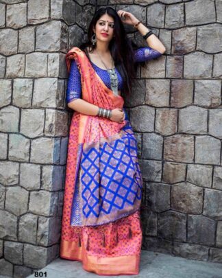 Pink Banarasi Soft Handloom Weaving Patola saree