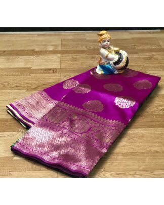 Magenta Banarasi Handloom Weaving Silk saree