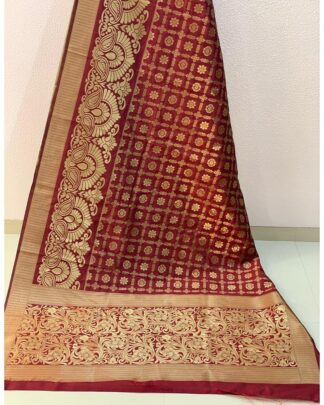 Maroon Banarasi Handloom Weaving Silk saree
