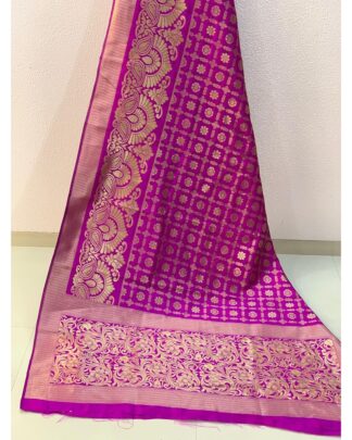 Rani Pink Banarasi Handloom Weaving Silk saree