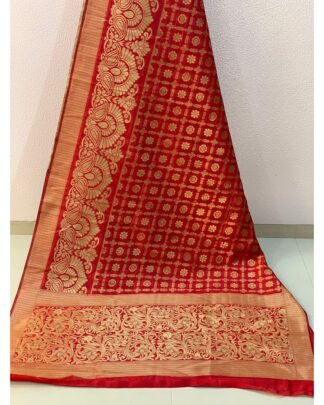 Red Banarasi Handloom Weaving Silk saree