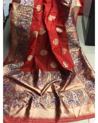 Handloom Weaving Silk Banarasi Red Saree