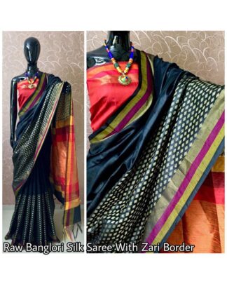 Black Raw Banglori Silk saree