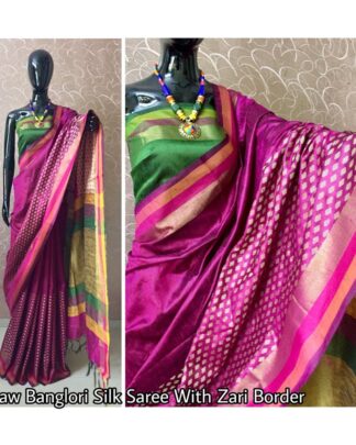 Magenta Raw Banglori Silk saree