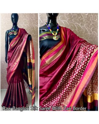 Maroon Raw Banglori Silk saree