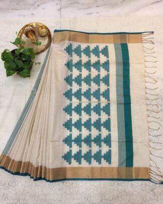 Beige Raw Khadi Silk saree
