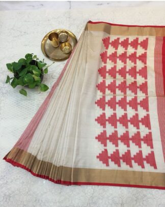 Beige Raw Khadi Silk saree