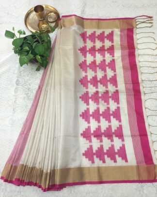 Beige Raw Khadi Silk saree