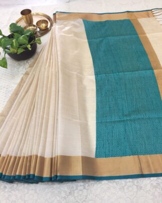 Beige Raw Khadi Silk saree