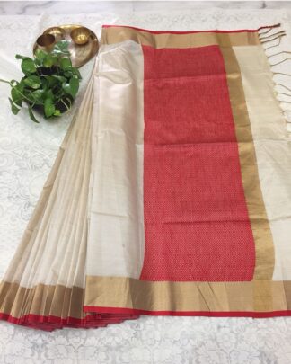 Beige Raw Khadi Silk saree