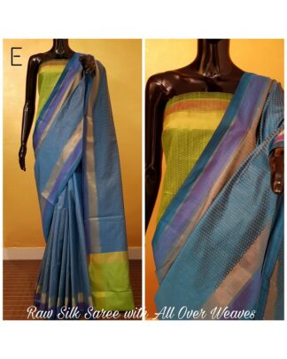 Sky Blue Raw Banglori Silk saree