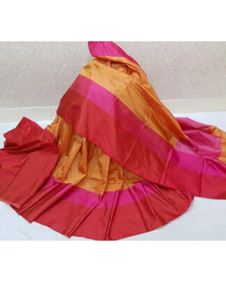 Dhupion Silk Orange And Pink Saree