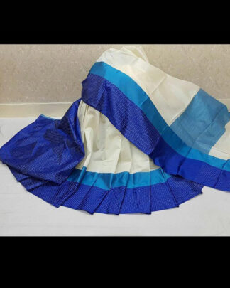 White And Blue Dhupion Saree
