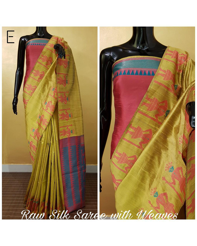 Banglori Raw Silk Yellow Saree